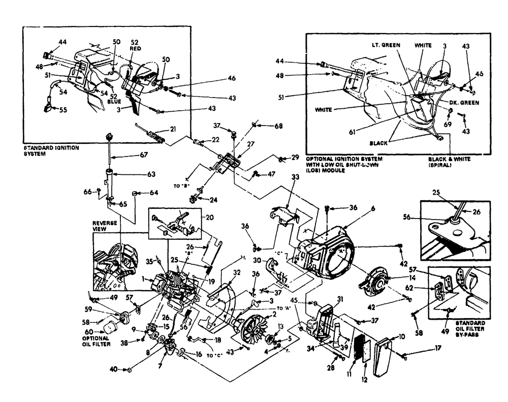 6.5 Hp Hs Long Block And Ignition Systems Diagram and Parts List for 9540-2-3W953A  Briggs and Stratton Generator